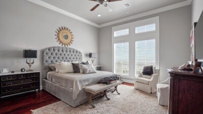 Beachfront primary bedroom with Gulf views in Crystal Beach TX
