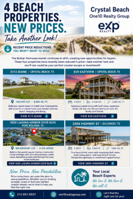 Crystal Beach Price Reductions: 4 Properties to Revisit
