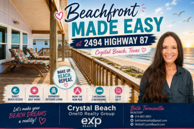 Beachfront home for sale at 2494 Highway 87 near Crystal Beach TX